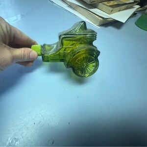 Avon Green Glass Car Shaving Bottle with Lime Cap